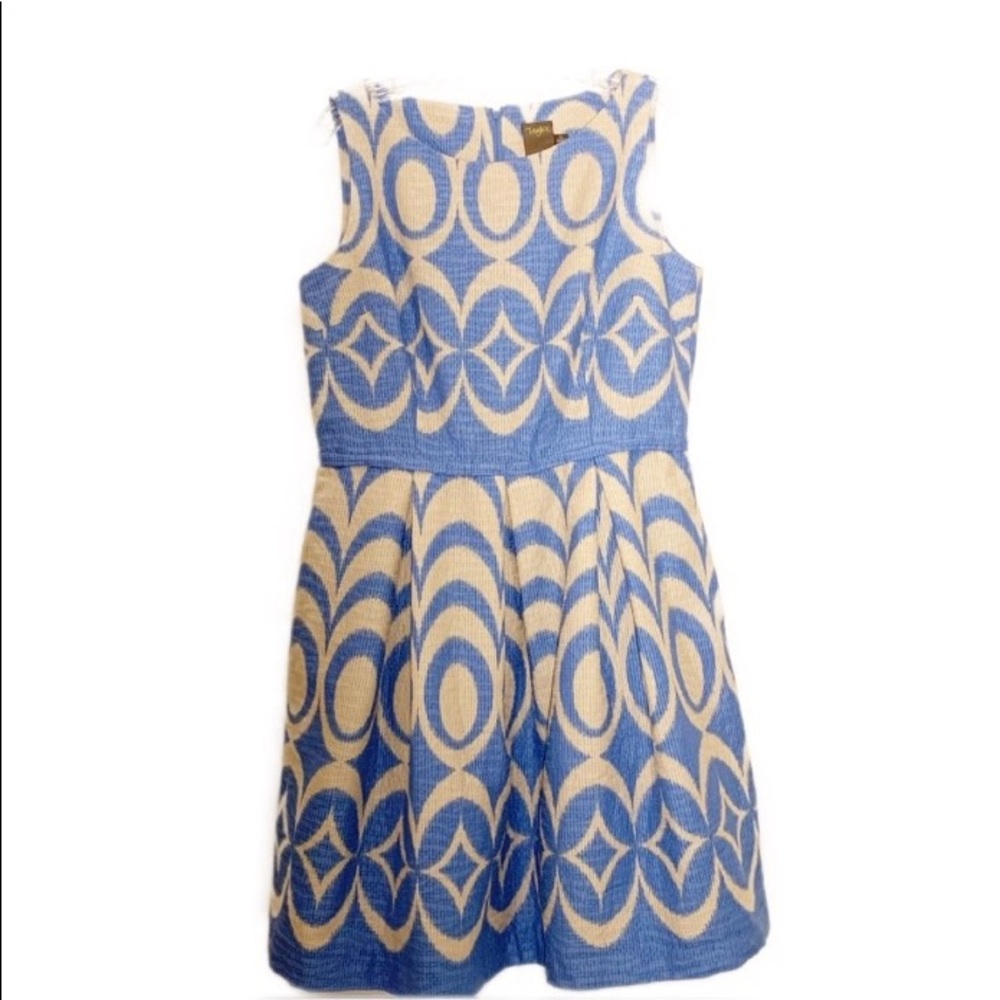Taylor fit and flare dress tan/blue size 10